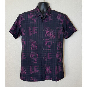 Retro Rifle Short Sleeve Button Up Shirt Mens L Blueprint Tactical Aloha Casual